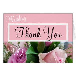 Monogram Thank You Wedding Pink Roses Cards