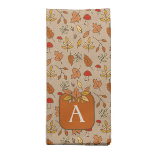 Monogram Thanksgiving Fall Leaves Cloth Napkin