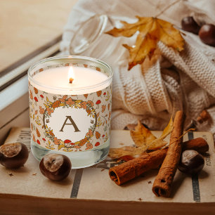 Monogram Thanksgiving Fall Leaves Scented Candle