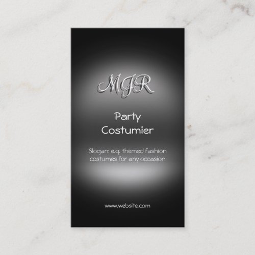 Monogram, Themed Party Costumier, metal-look Business Card