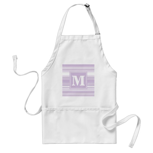 Monogram thistle purple stripes adult apron (Front)