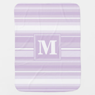 Monogram thistle purple stripes baby blanket