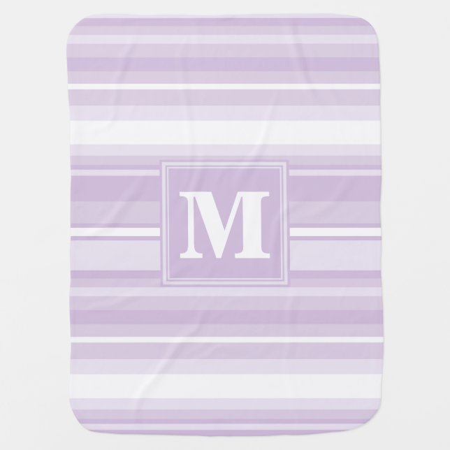 Monogram thistle purple stripes baby blanket (Front)