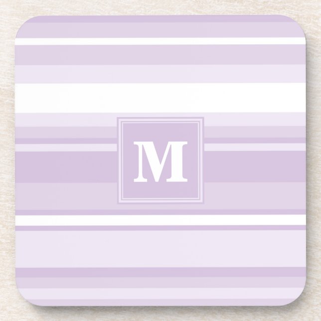 Monogram thistle purple stripes beverage coaster (Front)