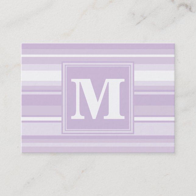 Monogram thistle purple stripes business card (Front)