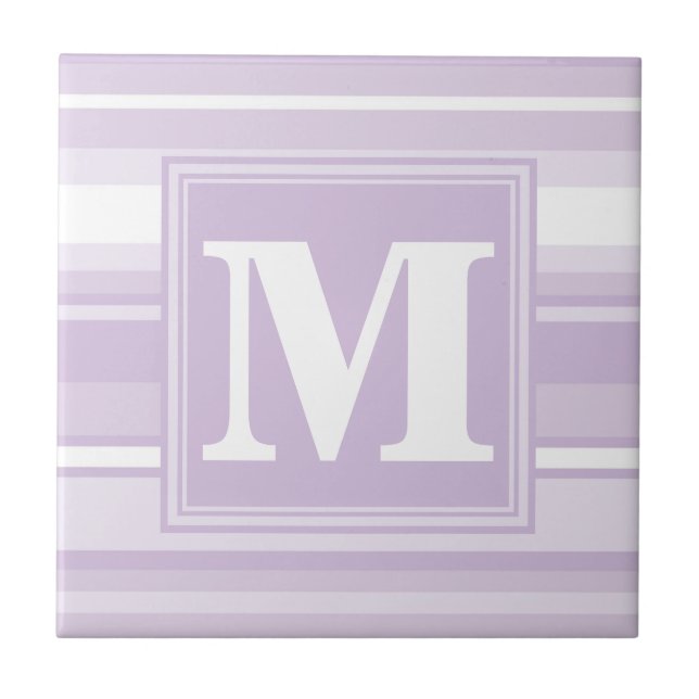 Monogram thistle purple stripes ceramic tile (Front)