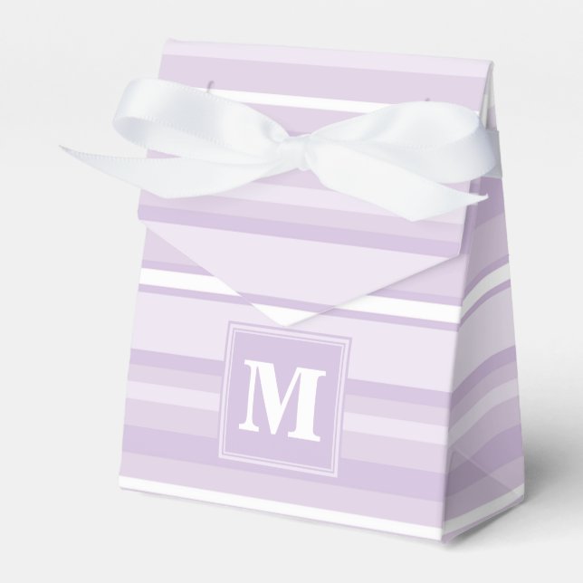 Monogram thistle purple stripes favor boxes (Front Side)
