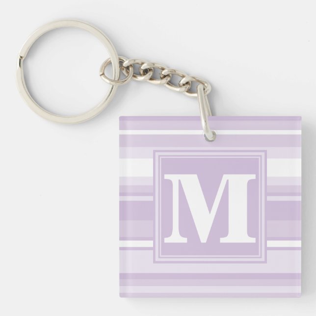 Monogram thistle purple stripes keychain (Front)