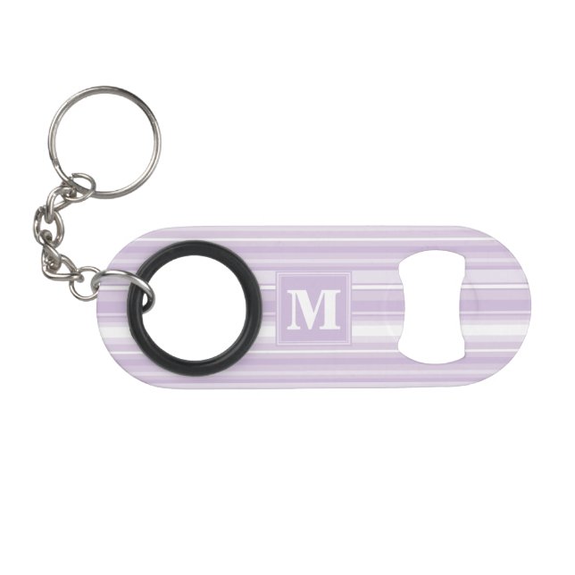 Monogram thistle purple stripes keychain bottle opener (Front (Horizontal))