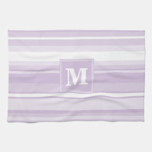 Monogram thistle purple stripes kitchen towel