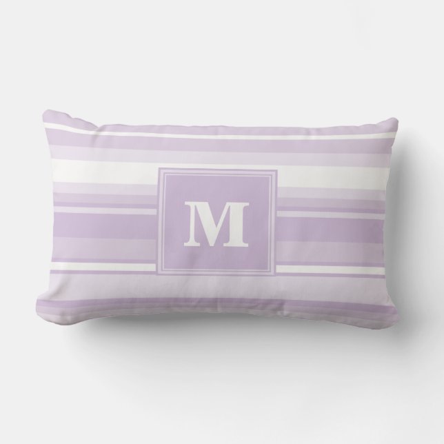 Monogram thistle purple stripes lumbar pillow (Front)