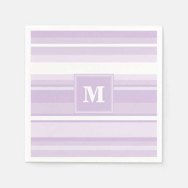 Monogram thistle purple stripes napkins (Front)