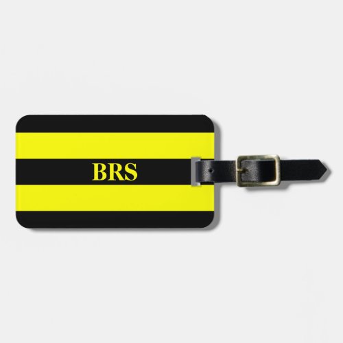 Monogram Three Black Stripe on Yellow Luggage Tag