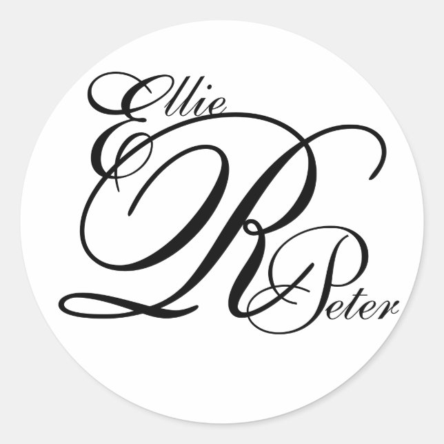 Monogram Three Letters Black & White Sticker (Front)