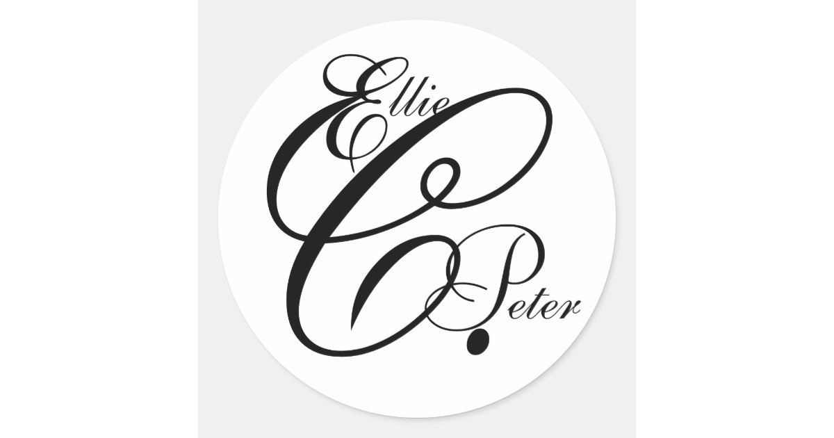 Monogram Three Letters & Names Wedding Sticker Zazzle