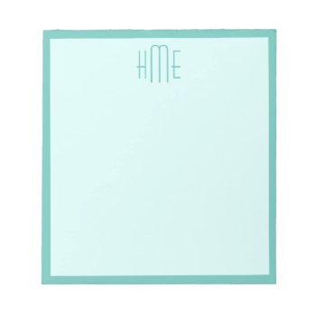 Monogram Three Name Template Teal Notepad by DoodlesGiftShop at Zazzle