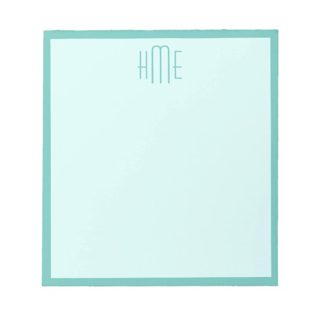 Monogram Three Name Template Teal Notepad (Front)
