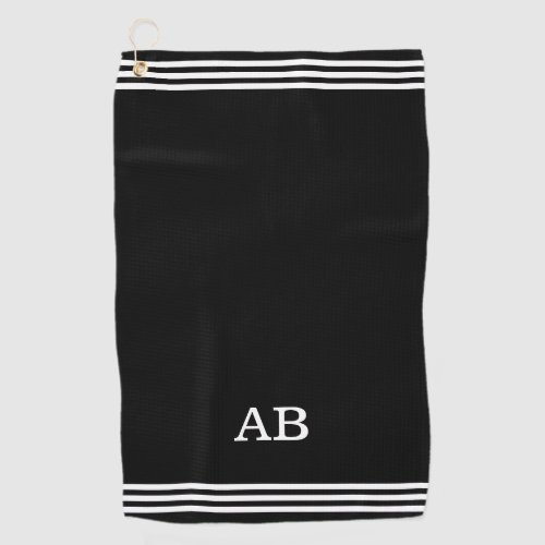 Monogram  Three Stripes on Black Golf Towel