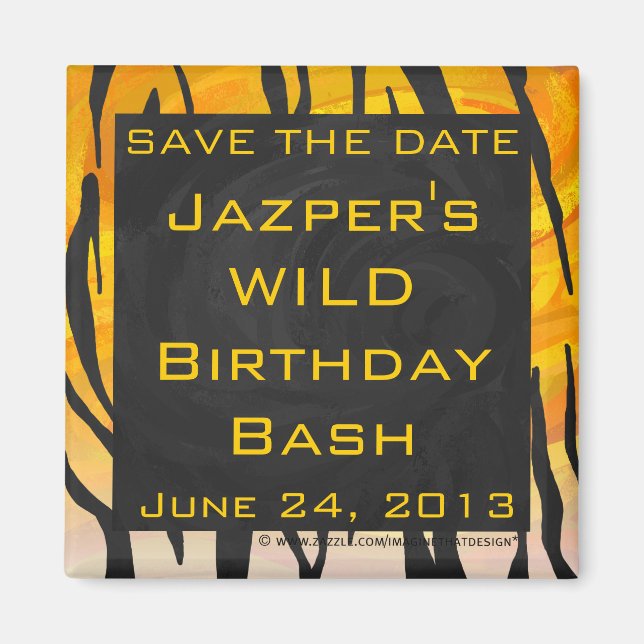 Monogram Tiger Black and Orange Print Pattern Magnet (Front)