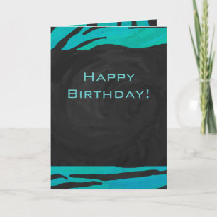 Monogram Tiger Black and Teal Print Pattern Card