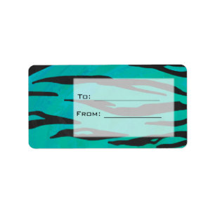 Monogram Tiger Black and Teal Print Pattern Label