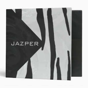Monogram Tiger Black and White Print 3 Ring Binder