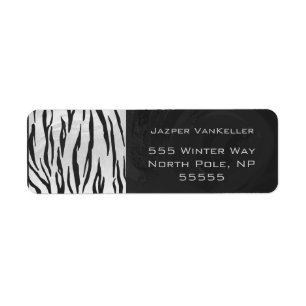 Monogram Tiger Black and White Print Label