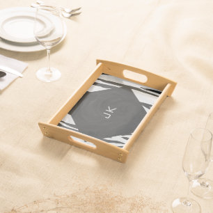 Monogram Tiger Black and White Print Serving Tray