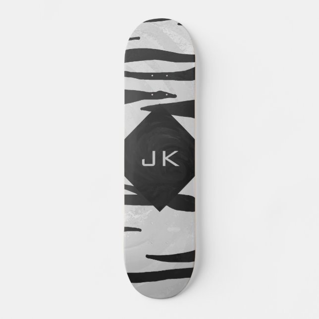 Monogram Tiger Black and White Print Skateboard Deck (Front)