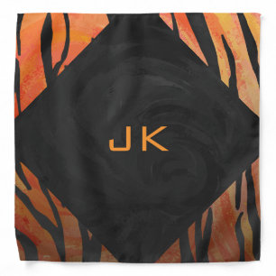 Monogram Tiger Hot Orange and Black Print Pattern Bandana
