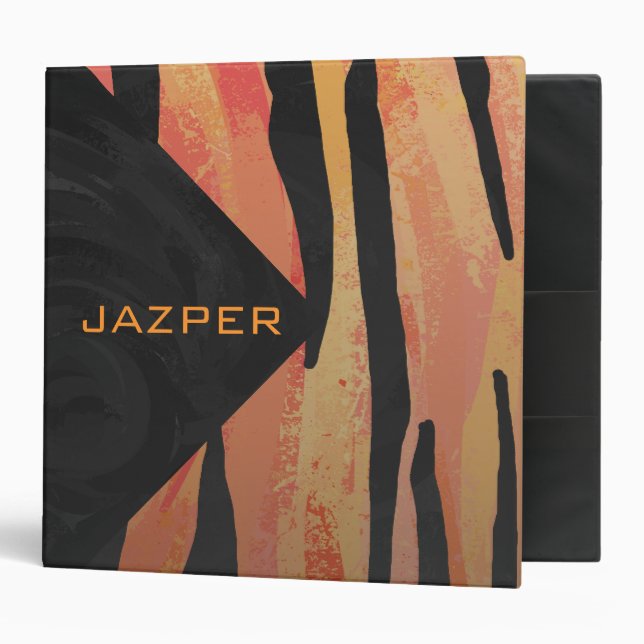 Monogram Tiger Hot Orange and Black Print Pattern Binder (Front/Inside)