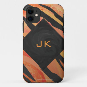 Monogram Tiger Hot Orange and Black Print Pattern iPhone 11 Case