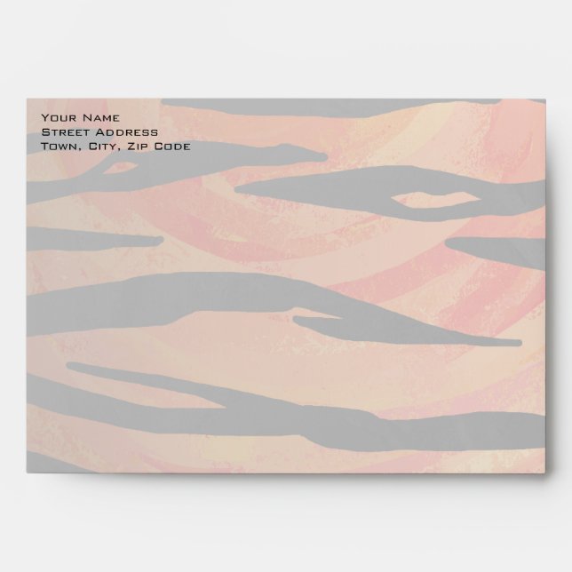 Monogram Tiger Hot Orange and Black Print Pattern Envelope (Front)