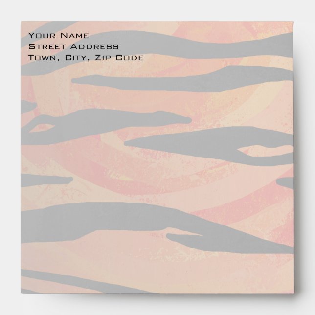 Monogram Tiger Hot Orange and Black Print Pattern Envelope (Front)