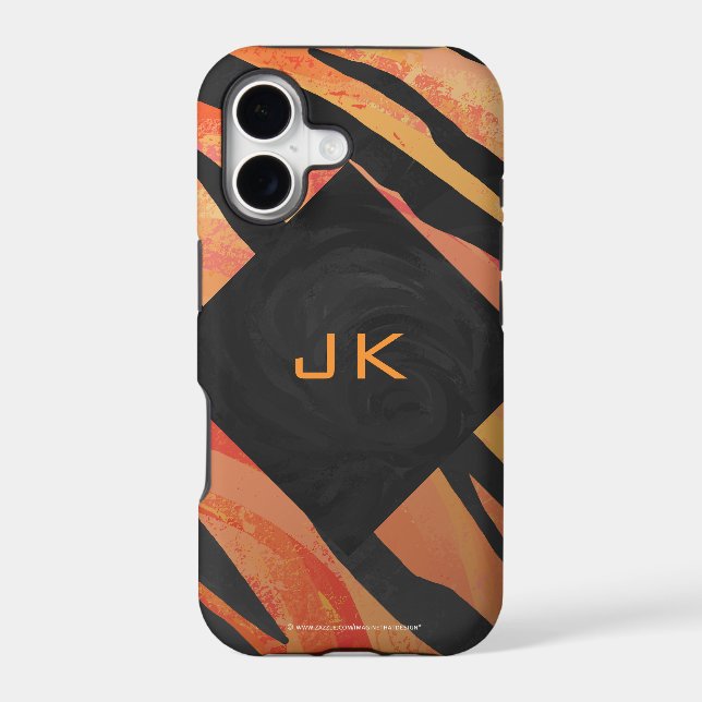 Monogram Tiger Hot Orange and Black Print Pattern Iphone Case (Back)