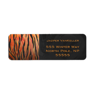 Monogram Tiger Hot Orange and Black Print Pattern Label