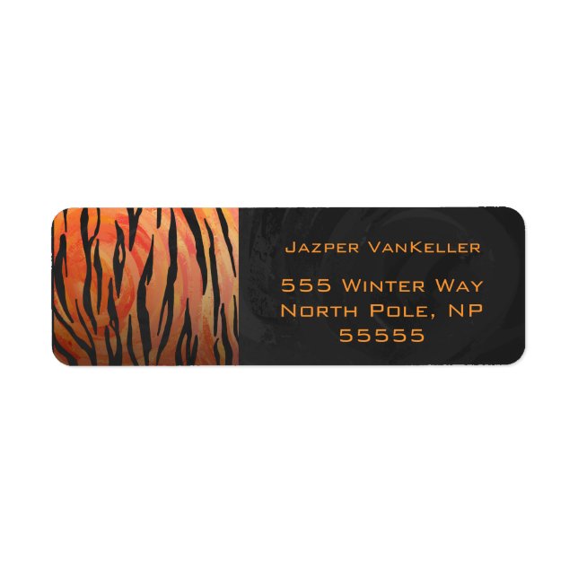 Monogram Tiger Hot Orange and Black Print Pattern Label (Front)