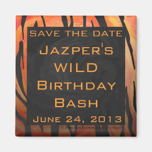 Monogram Tiger Hot Orange and Black Print Pattern Magnet