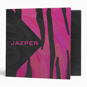 Monogram Tiger Hot Pink and Black Print Pattern Binder
