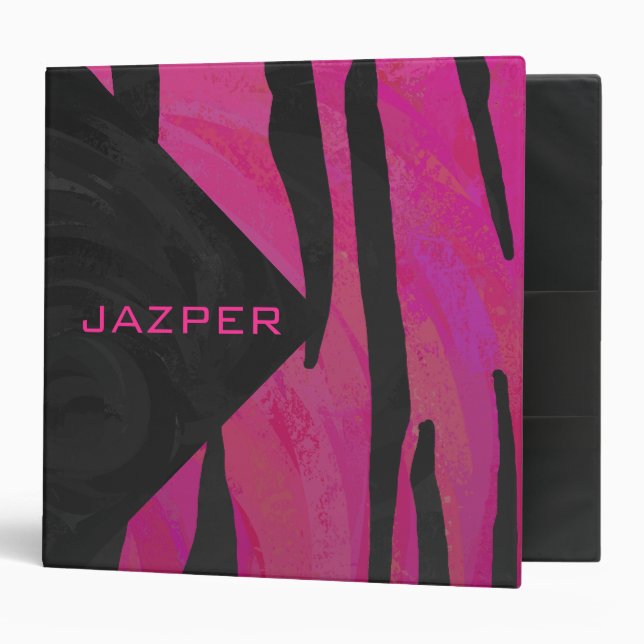 Monogram Tiger Hot Pink and Black Print Pattern Binder (Front/Inside)