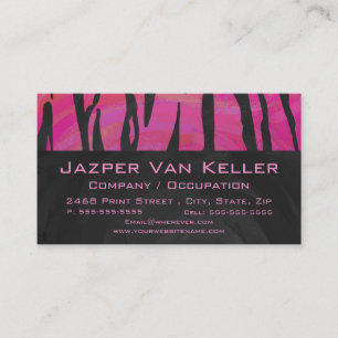Monogram Tiger Hot Pink and Black Print Pattern Business Card