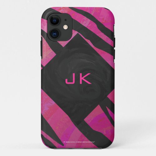 Monogram Tiger Hot Pink and Black Print Pattern iPhone 11 Case