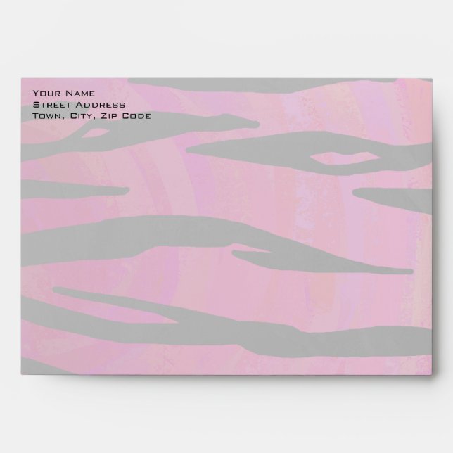 Monogram Tiger Hot Pink and Black Print Pattern Envelope (Front)