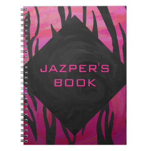 Monogram Tiger Hot Pink and Black Print Pattern Notebook