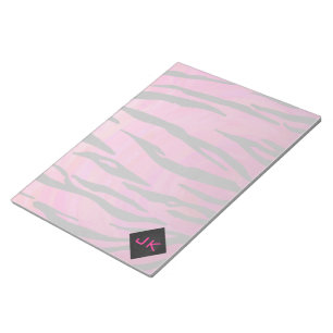 Monogram Tiger Hot Pink and Black Print Pattern Notepad