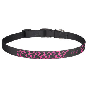 Monogram Tiger Hot Pink and Black Print Pattern Pet Collar