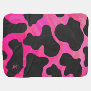 Monogram Tiger Hot Pink and Black Print Pattern Receiving Blanket