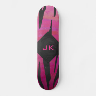 Monogram Tiger Hot Pink and Black Print Pattern Skateboard Deck