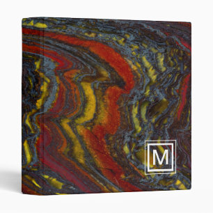 Monogram Tiger Iron In Red, Yellow, Blue 3 Ring Binder