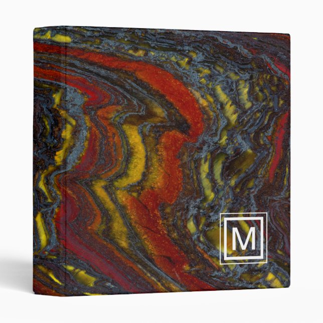 Monogram | Tiger Iron In Red, Yellow, Blue 3 Ring Binder (Front/Spine)